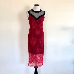 Diane Von Furstenberg Beaded Lace Overlay Dress